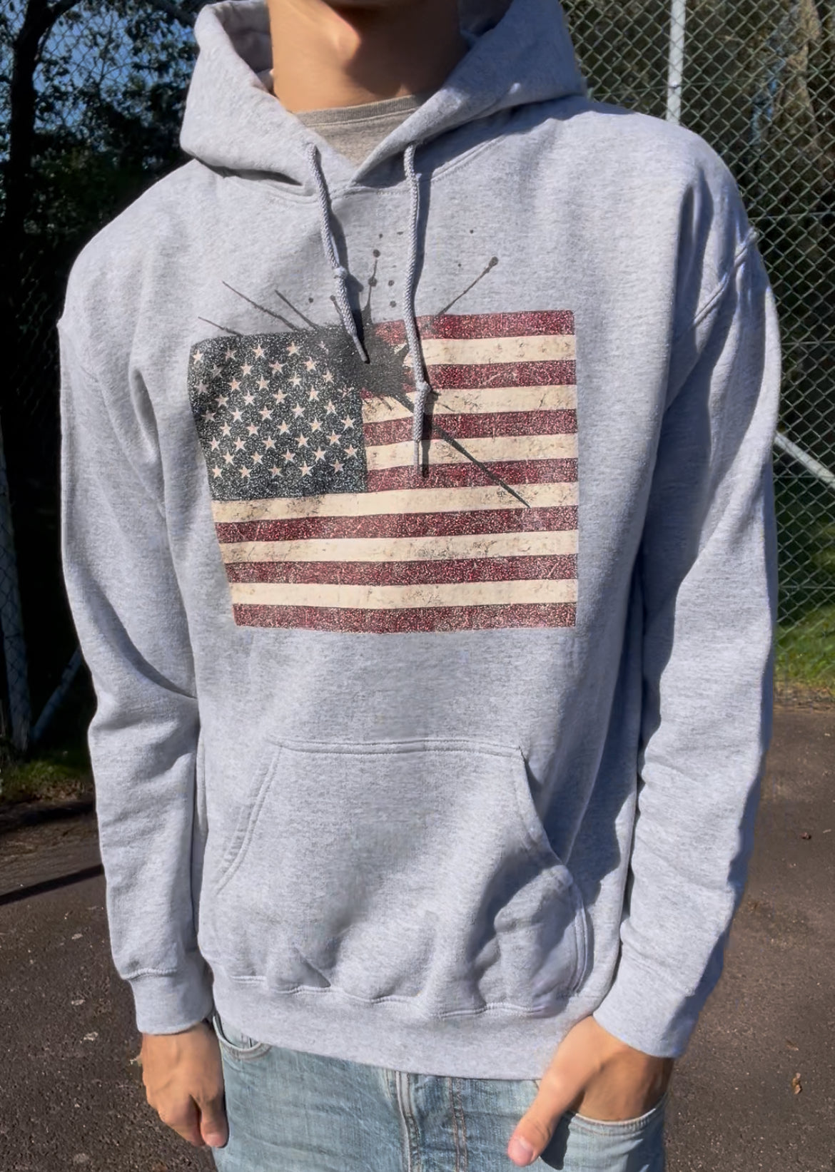 Concrete Ink “Stars & Stripes” Hoodie – Grey